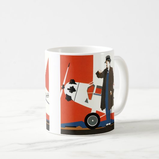  vervoer, propellervliegtuig en loods koffiemok (Voorkant rechts)