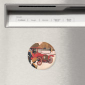 vervoer, Red Antiek Automobile Magneet (Insitu (Vaatwasser))