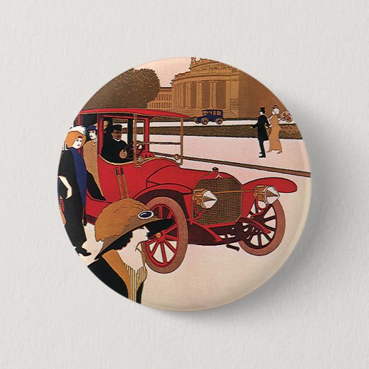  vervoer, Red Antiek Automobile Ronde Button 5,7 Cm (Voorkant)