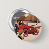  vervoer, Red Antiek Automobile Ronde Button 5,7 Cm (Voorkant /achterkant)