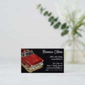 vervoer, Retro Red Convertible Car Visitekaartje (Staand voorkant)