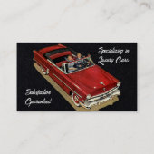 vervoer, Retro Red Convertible Car Visitekaartje (Achterkant)