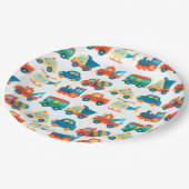 Vervoer Schattige Kleurrijke Auto's Trucks Verjaar Papieren Bordje (Gekanteld)