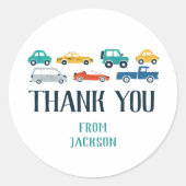 Vervoer Thema Verjaardag Dank u Ronde Sticker (Voorkant)