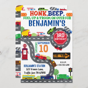 Vervoer Thema Verjaardagsfeestuitnodiging Kaart