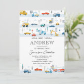 Vervoer Trucks en Auto's Boy Verjaardag Kaart (Staand voorkant)