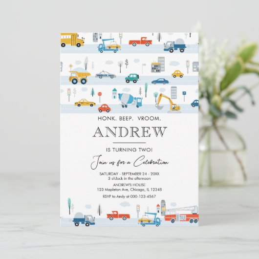 Vervoer Trucks en Auto's Boy Verjaardag Kaart (Staand voorkant)
