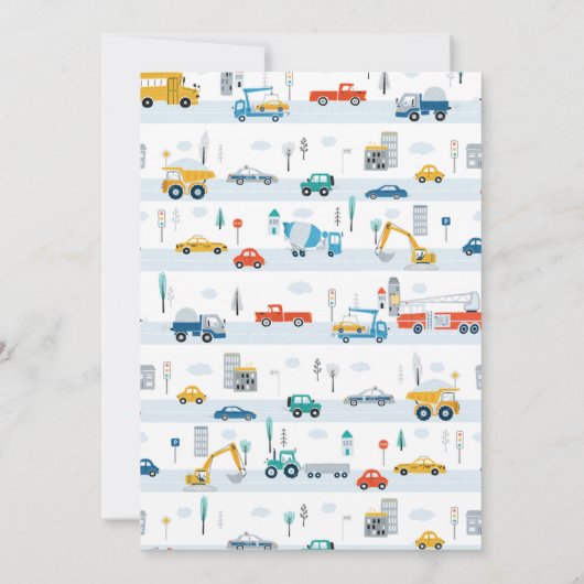 Vervoer Trucks en Auto's Boy Verjaardag Kaart (Achterkant)