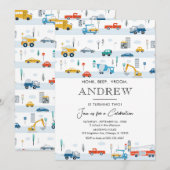 Vervoer Trucks en Auto's Boy Verjaardag Kaart (Voorkant / Achterkant)