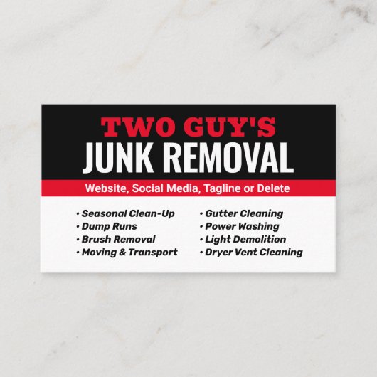 Vervoer van afval en afval visitekaartje (Voorkant)