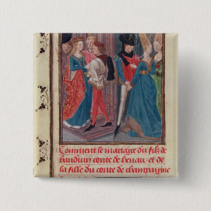 Vervoer van Baldwin VI en Marie Vierkante Button 5,1 Cm