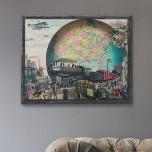 Vervoer van de twintigste eeuw, Vintage 1910 Poster