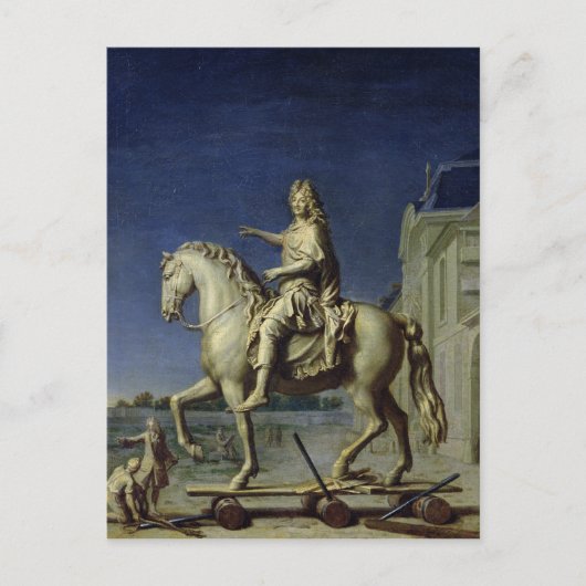 Vervoer van het ruiterstandbeeld van Louis Briefkaart (Voorkant)