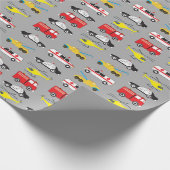 Vervoer van noodvoertuigen cadeaupapier (Hoek)