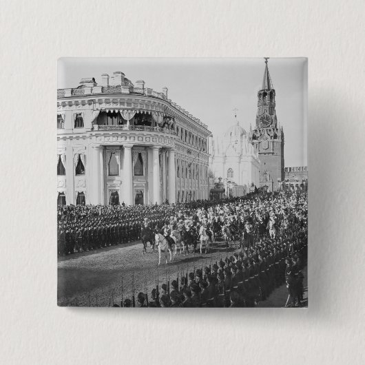 Vervoer van Tsar Nicholas (1868-1918) naar Alexand Vierkante Button 5,1 Cm (Voorkant)