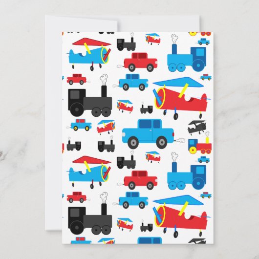 Vervoer van vliegtuigen, treinen en auto's op zate kaart (Achterkant)