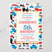 Vervoer van vliegtuigen, treinen en auto's op zate kaart (Voorkant / Achterkant)