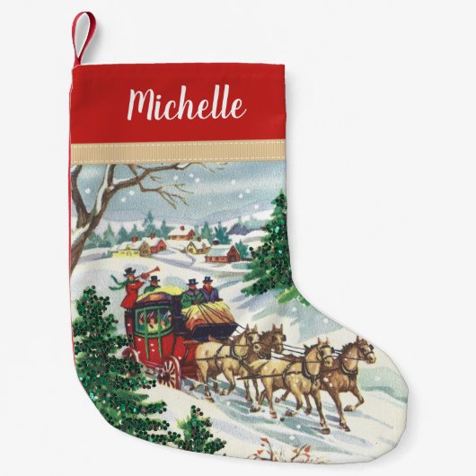  vervoer van winterpaarden met naam kleine kerstsok (Voorkant)