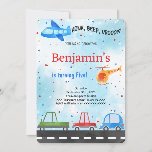 Vervoer Verjaardag Kaart (Voorkant)