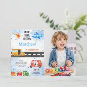 Vervoer Verjaardag Party Foto Kaart (Staand voorkant)