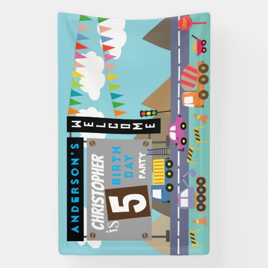 Vervoer Verjaardag Spandoek (Verticaal)