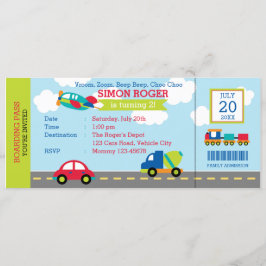 Vervoer Verjaardag Uitnodiging Auto Vliegtuig Vrac