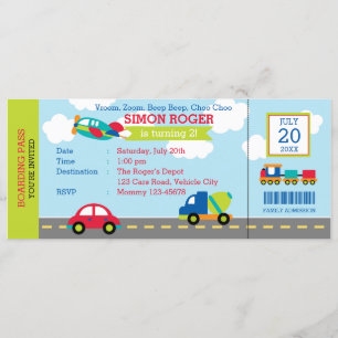 Vervoer Verjaardag Uitnodiging Auto Vliegtuig Vrac