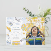 Vervoer Verjaardag uitnodiging met foto (Staand voorkant)