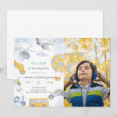 Vervoer Verjaardag uitnodiging met foto (Voorkant / Achterkant)