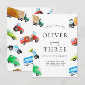 Vervoer Verjaardagsfeestuitnodiging voor kinderen Kaart (Voorkant / Achterkant)