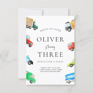 Vervoer Verjaardagsfeestuitnodiging voor kinderen Kaart