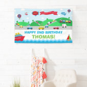 Vervoer Verjaardagspartij Welkom Achtergrond Spandoek (Insitu)