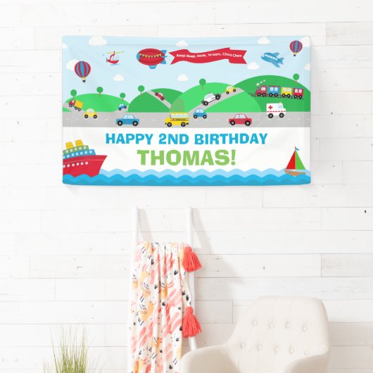 Vervoer Verjaardagspartij Welkom Achtergrond Spandoek (Insitu)