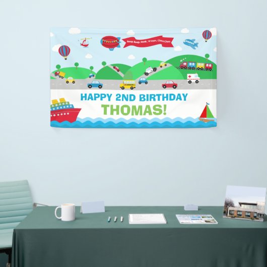 Vervoer Verjaardagspartij Welkom Achtergrond Spandoek (Beurs)
