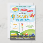 Vervoer Vliegtuig Bus Ballon Verjaardag uitnodigin Kaart (Voorkant)