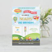 Vervoer Vliegtuig Bus Ballon Verjaardag uitnodigin Kaart (Staand voorkant)