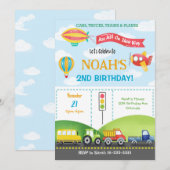 Vervoer Vliegtuig Bus Ballon Verjaardag uitnodigin Kaart (Voorkant / Achterkant)