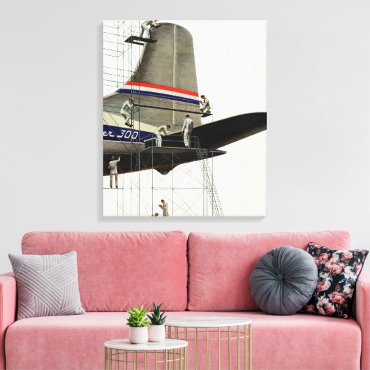  vervoer, vliegtuigonderhoud canvas afdruk (Insitu (Woonkamer))