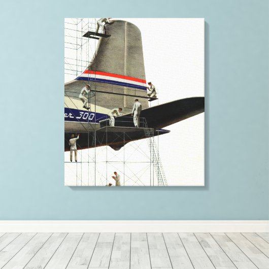 vervoer, vliegtuigonderhoud canvas afdruk (Insitu (Houten vloer))