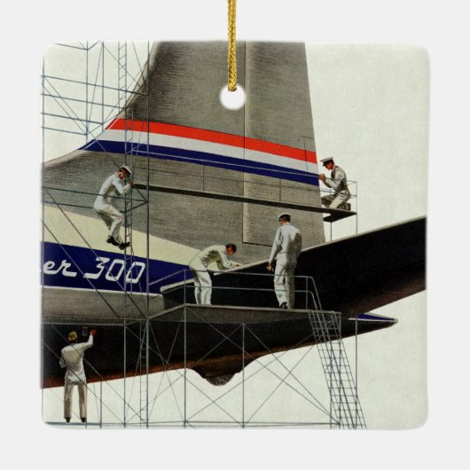  vervoer, vliegtuigonderhoud keramisch ornament (Achterkant)