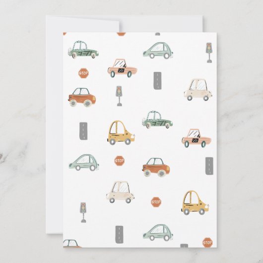 Vervoer Voertuig Auto Verjaardag uitnodiging (Achterkant)