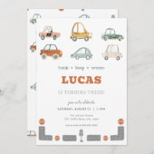 Vervoer Voertuig Auto Verjaardag uitnodiging (Voorkant / Achterkant)