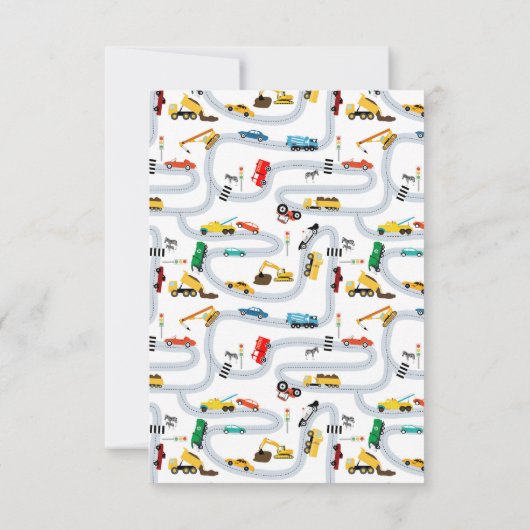 Vervoer Voertuigen Auto's & Trucks Weg Kinderen Bedankkaart (Achterkant)