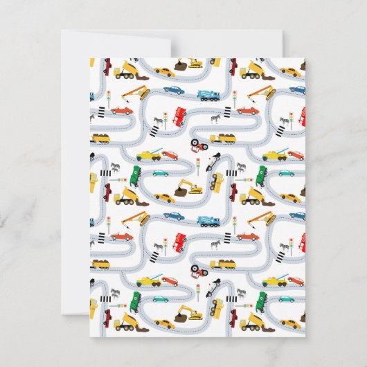 Vervoer Voertuigen Auto's & Trucks Weg Kinderen Notitiekaartje (Achterkant)