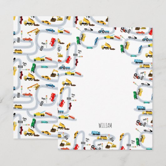 Vervoer Voertuigen Auto's & Trucks Weg Kinderen Notitiekaartje (Voorkant / Achterkant)