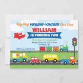 Vervoer Voertuigen Jongen Uitnodiging (Voorkant)