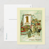  vervoer voor het nieuwe jaar feestdagenkaart (Voorkant / Achterkant)