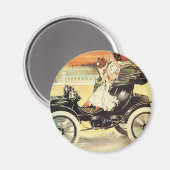  vervoer, Vrouw in converteerbare auto Magneet (Voorkant / Achterkant)