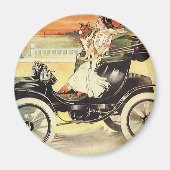 vervoer, Vrouw in converteerbare auto Magneet (Voorkant)