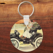 vervoer, Vrouw in converteerbare auto Sleutelhanger (Voorkant)